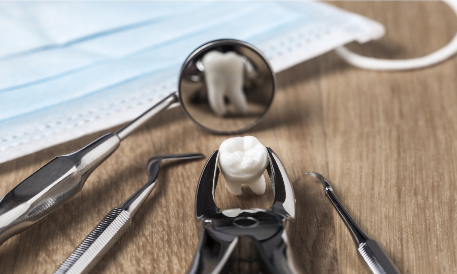 tooth with dental tools